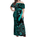 Ovarian Cancer Awareness Personalised Off Shoulder Maxi Dress Aboriginal Ribbon Dot Painting
