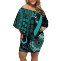 Ovarian Cancer Awareness Personalised Off Shoulder Short Dress Aboriginal Ribbon Dot Painting