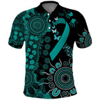 Ovarian Cancer Awareness Personalised Polo Shirt Aboriginal Ribbon Dot Painting