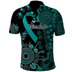 Ovarian Cancer Awareness Personalised Polo Shirt Aboriginal Ribbon Dot Painting