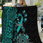 Ovarian Cancer Awareness Personalised Quilt Aboriginal Ribbon Dot Painting