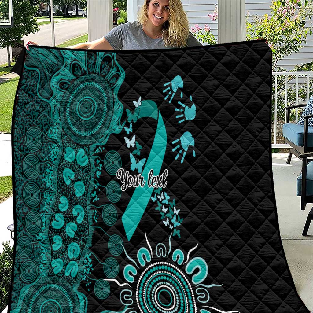 Ovarian Cancer Awareness Personalised Quilt Aboriginal Ribbon Dot Painting