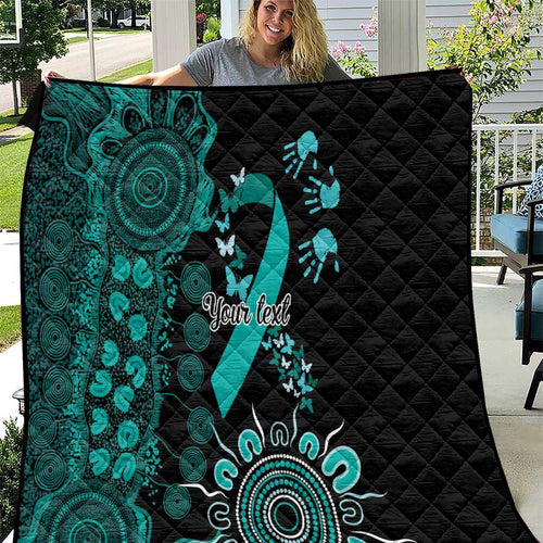 Ovarian Cancer Awareness Personalised Quilt Aboriginal Ribbon Dot Painting