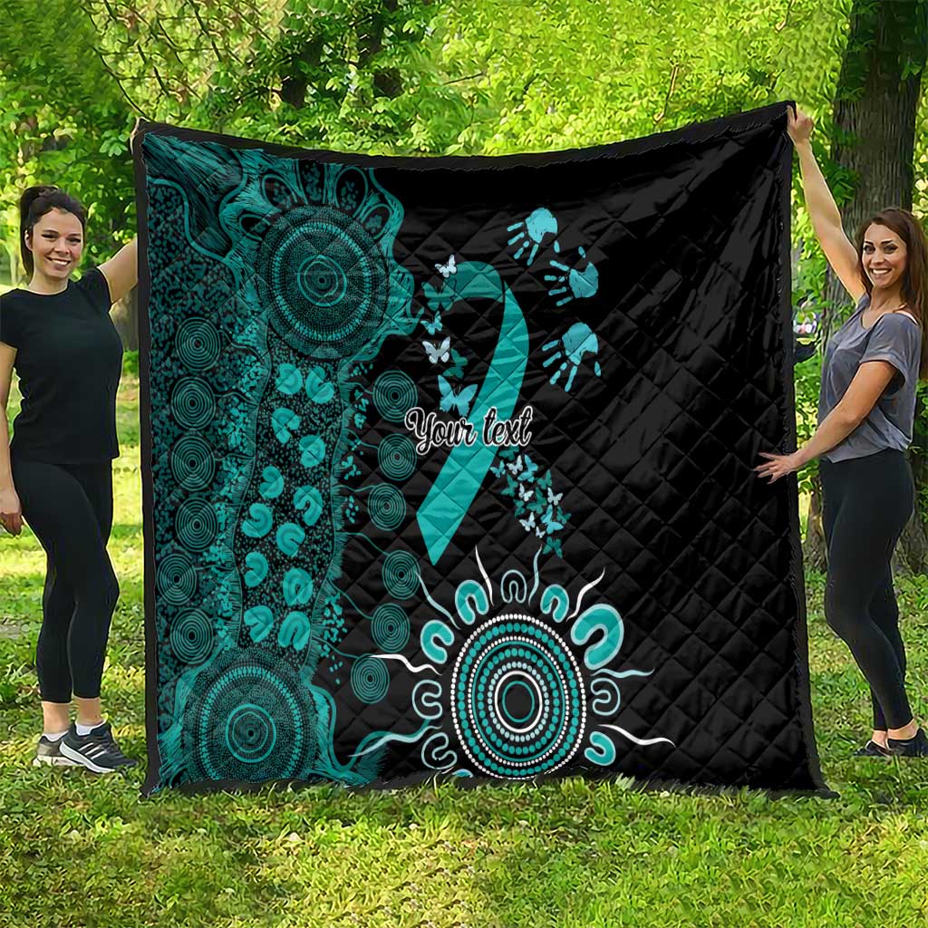 Ovarian Cancer Awareness Personalised Quilt Aboriginal Ribbon Dot Painting