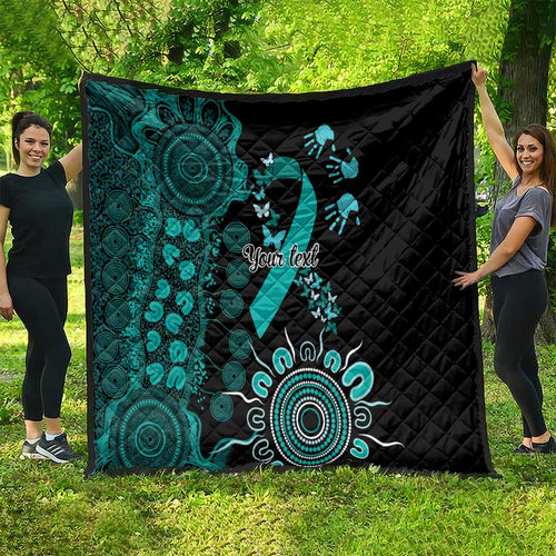 Ovarian Cancer Awareness Personalised Quilt Aboriginal Ribbon Dot Painting