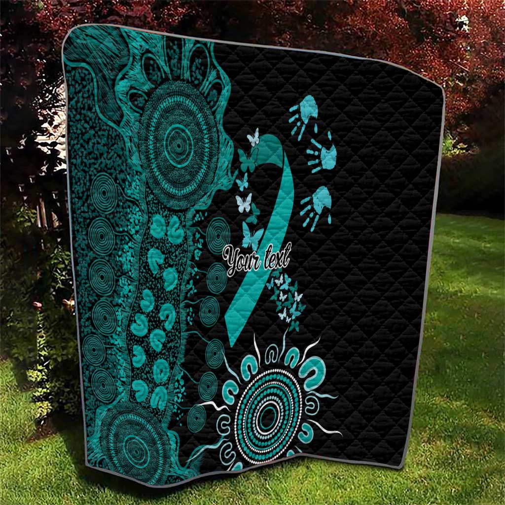 Ovarian Cancer Awareness Personalised Quilt Aboriginal Ribbon Dot Painting