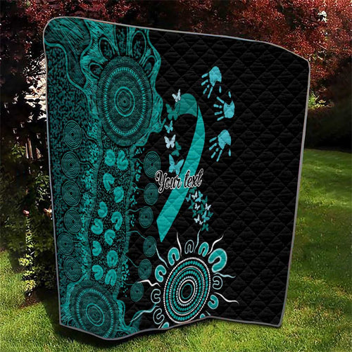 Ovarian Cancer Awareness Personalised Quilt Aboriginal Ribbon Dot Painting