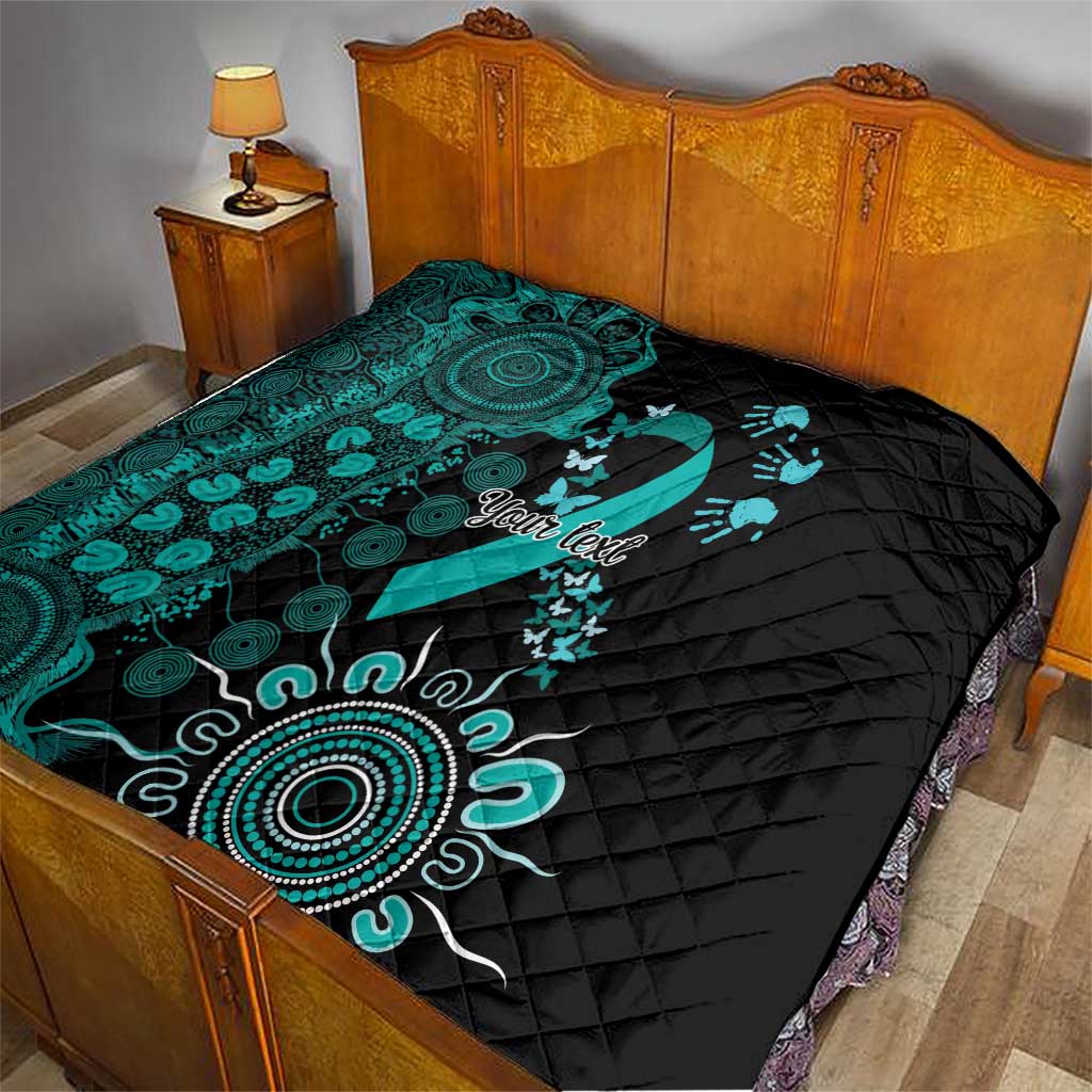 Ovarian Cancer Awareness Personalised Quilt Aboriginal Ribbon Dot Painting