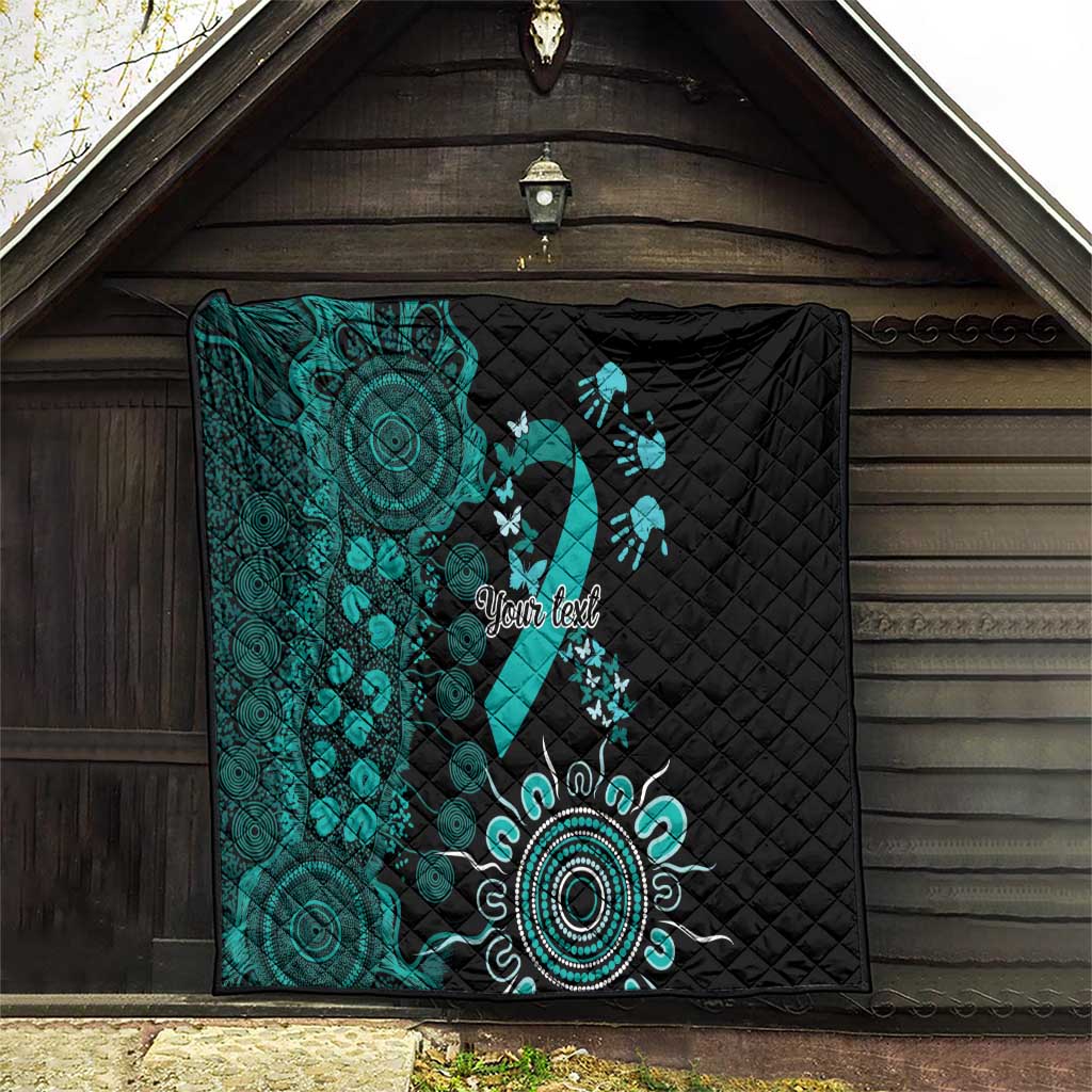 Ovarian Cancer Awareness Personalised Quilt Aboriginal Ribbon Dot Painting