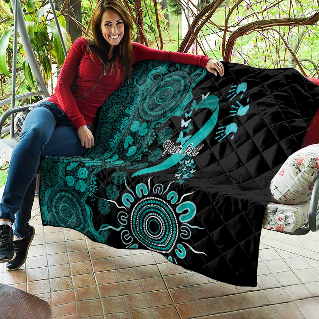 Ovarian Cancer Awareness Personalised Quilt Aboriginal Ribbon Dot Painting