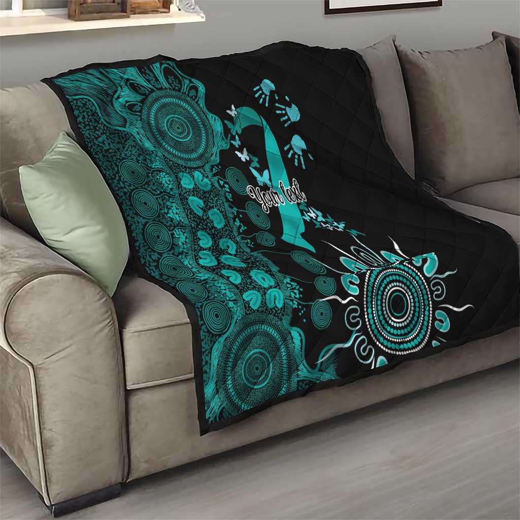 Ovarian Cancer Awareness Personalised Quilt Aboriginal Ribbon Dot Painting