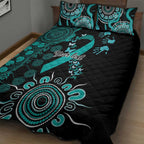 Ovarian Cancer Awareness Personalised Quilt Bed Set Aboriginal Ribbon Dot Painting