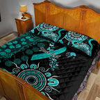 Ovarian Cancer Awareness Personalised Quilt Bed Set Aboriginal Ribbon Dot Painting