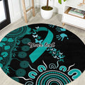 Ovarian Cancer Awareness Personalised Round Carpet Aboriginal Ribbon Dot Painting