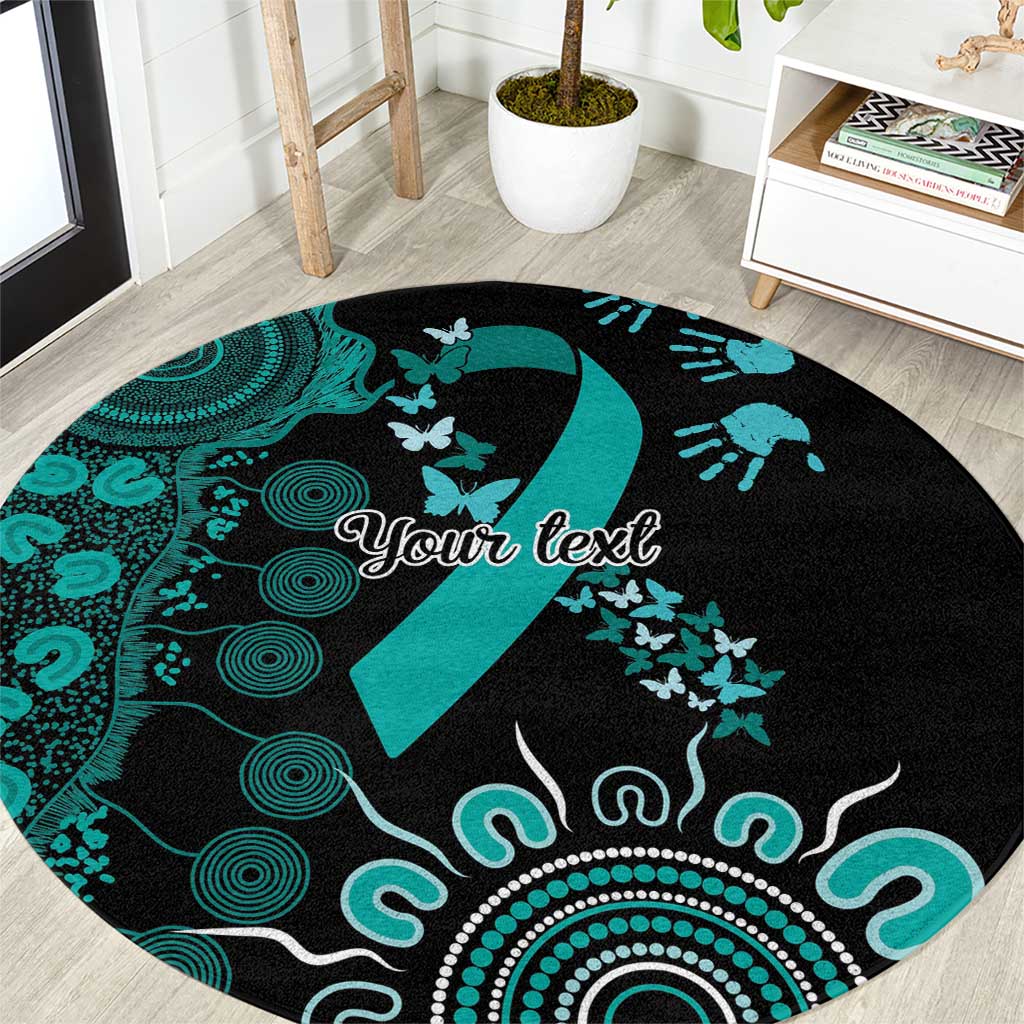 Ovarian Cancer Awareness Personalised Round Carpet Aboriginal Ribbon Dot Painting