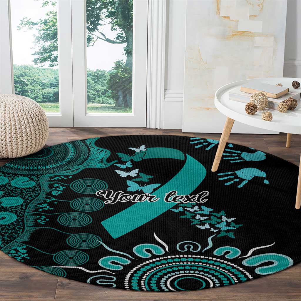 Ovarian Cancer Awareness Personalised Round Carpet Aboriginal Ribbon Dot Painting