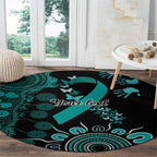 Ovarian Cancer Awareness Personalised Round Carpet Aboriginal Ribbon Dot Painting