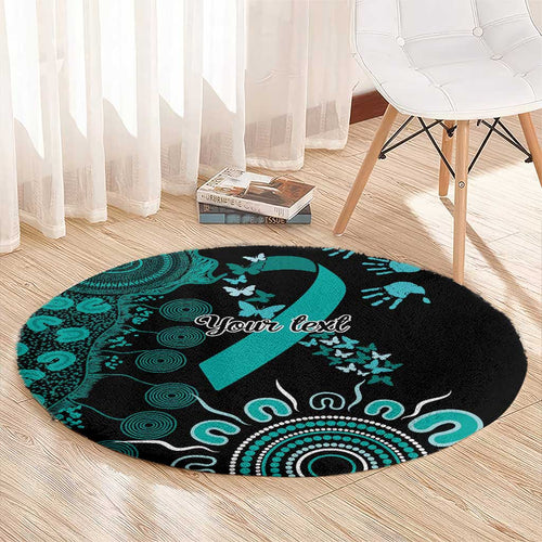 Ovarian Cancer Awareness Personalised Round Carpet Aboriginal Ribbon Dot Painting