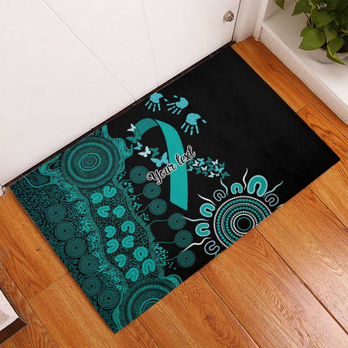 Ovarian Cancer Awareness Personalised Rubber Doormat Aboriginal Ribbon Dot Painting