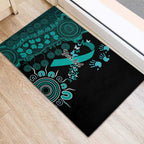 Ovarian Cancer Awareness Personalised Rubber Doormat Aboriginal Ribbon Dot Painting