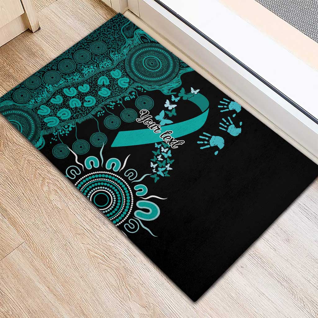 Ovarian Cancer Awareness Personalised Rubber Doormat Aboriginal Ribbon Dot Painting
