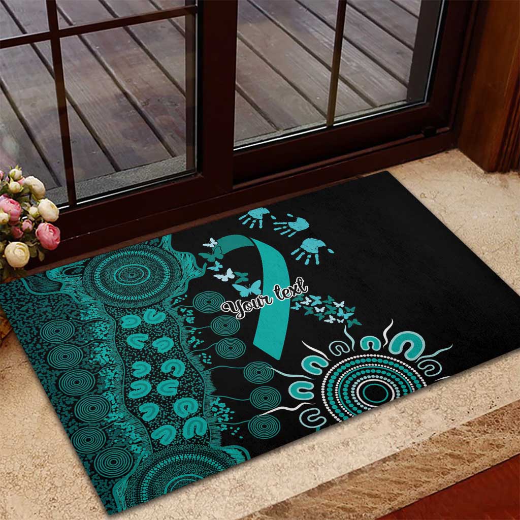 Ovarian Cancer Awareness Personalised Rubber Doormat Aboriginal Ribbon Dot Painting
