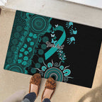 Ovarian Cancer Awareness Personalised Rubber Doormat Aboriginal Ribbon Dot Painting