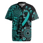 Ovarian Cancer Awareness Personalised Rugby Jersey Aboriginal Ribbon Dot Painting