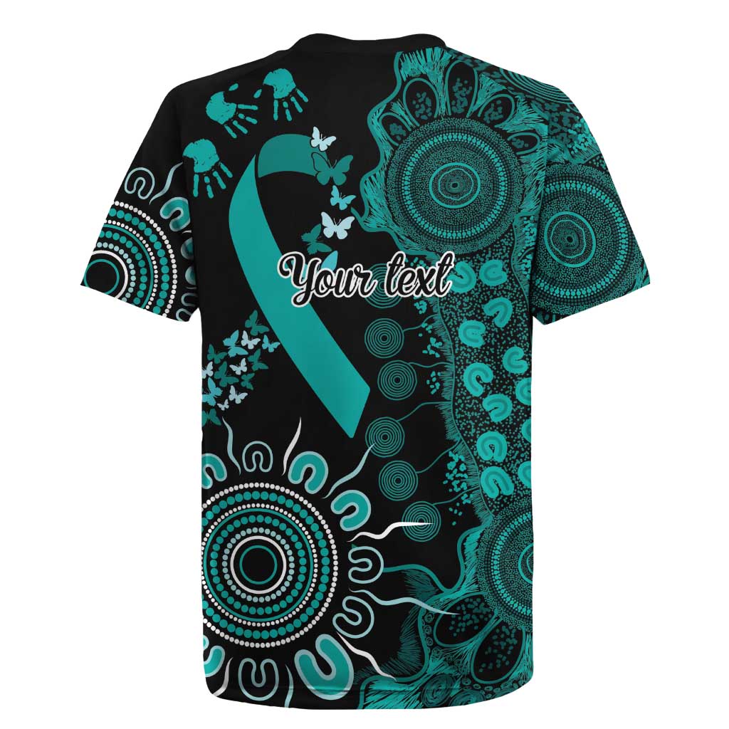 Ovarian Cancer Awareness Personalised Rugby Jersey Aboriginal Ribbon Dot Painting