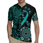Ovarian Cancer Awareness Personalised Rugby Jersey Aboriginal Ribbon Dot Painting
