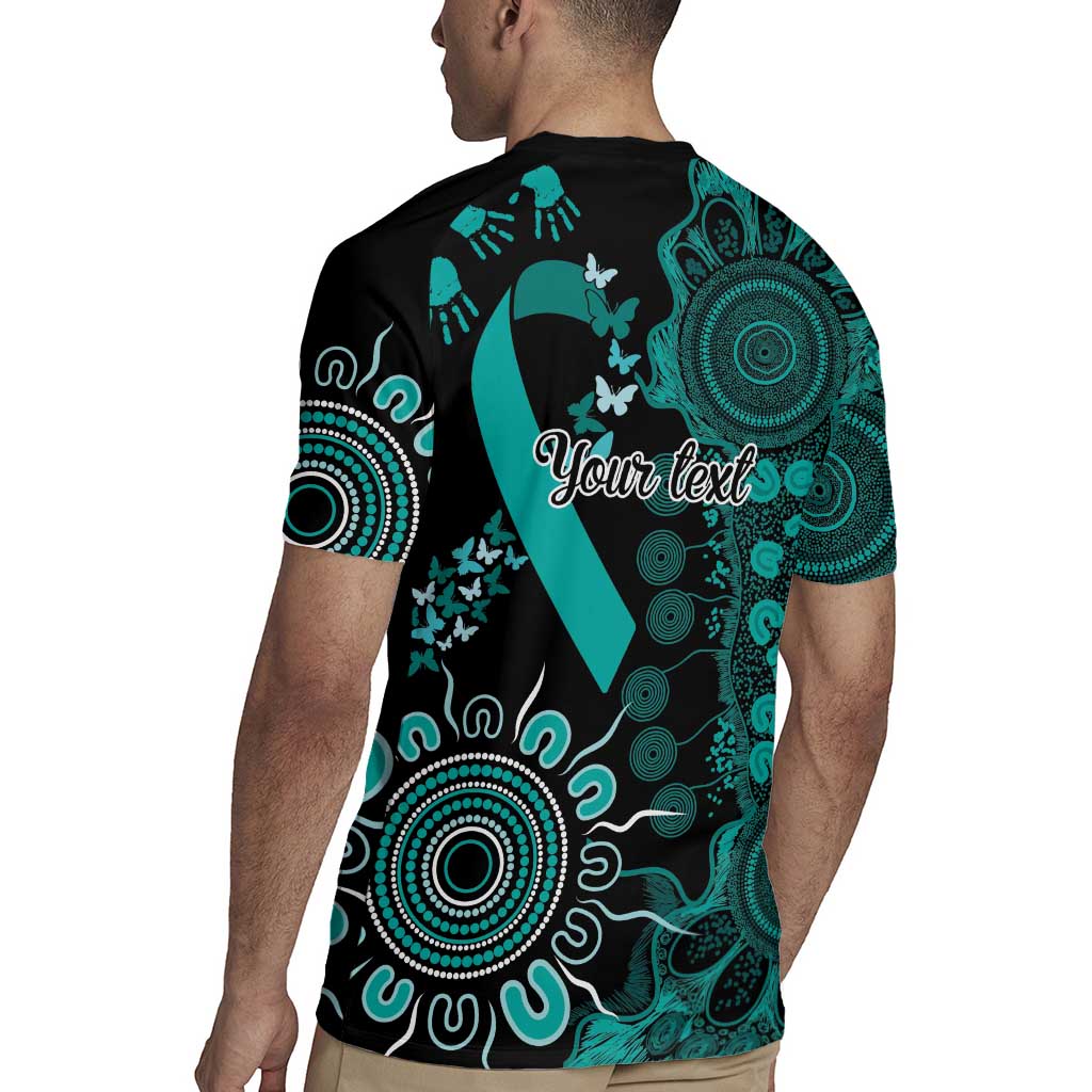 Ovarian Cancer Awareness Personalised Rugby Jersey Aboriginal Ribbon Dot Painting