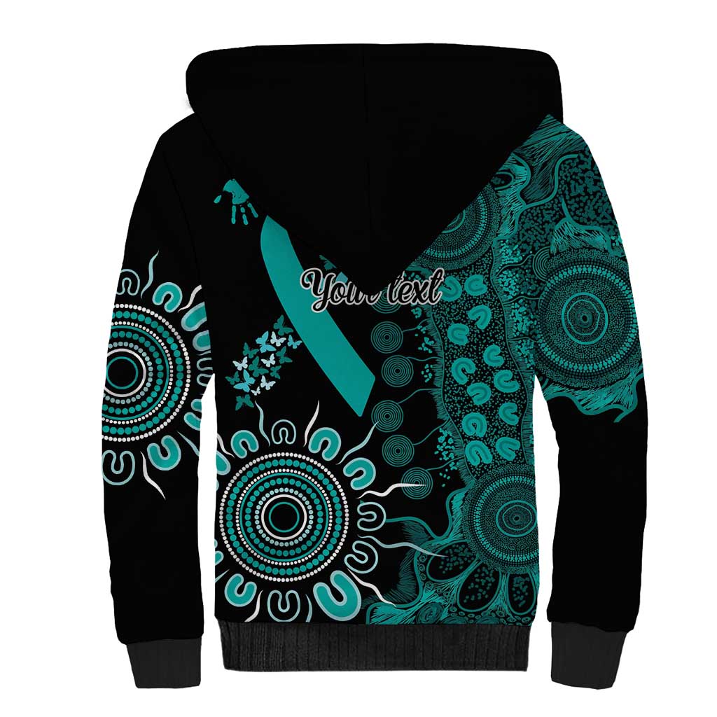 Ovarian Cancer Awareness Personalised Sherpa Hoodie Aboriginal Ribbon Dot Painting