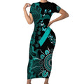 Ovarian Cancer Awareness Personalised Short Sleeve Bodycon Dress Aboriginal Ribbon Dot Painting