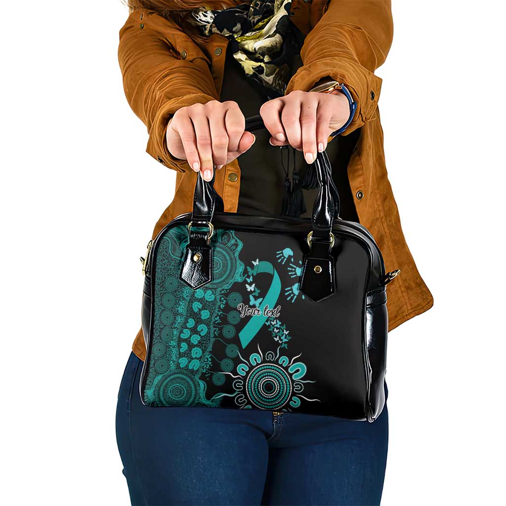 Ovarian Cancer Awareness Personalised Shoulder Handbag Aboriginal Ribbon Dot Painting