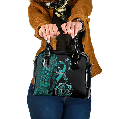 Ovarian Cancer Awareness Personalised Shoulder Handbag Aboriginal Ribbon Dot Painting