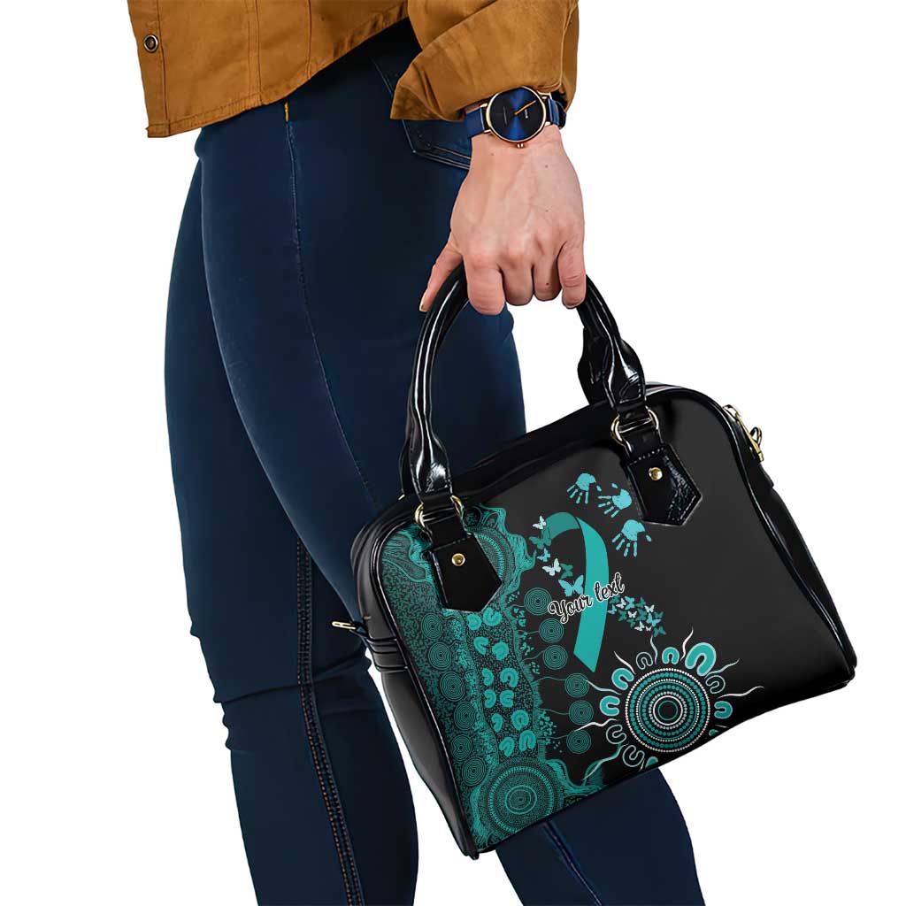 Ovarian Cancer Awareness Personalised Shoulder Handbag Aboriginal Ribbon Dot Painting