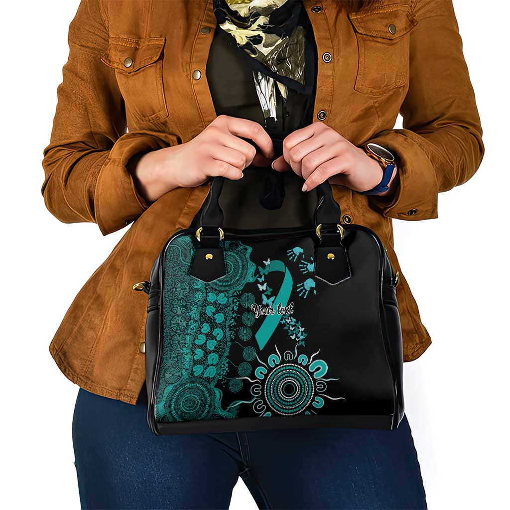 Ovarian Cancer Awareness Personalised Shoulder Handbag Aboriginal Ribbon Dot Painting