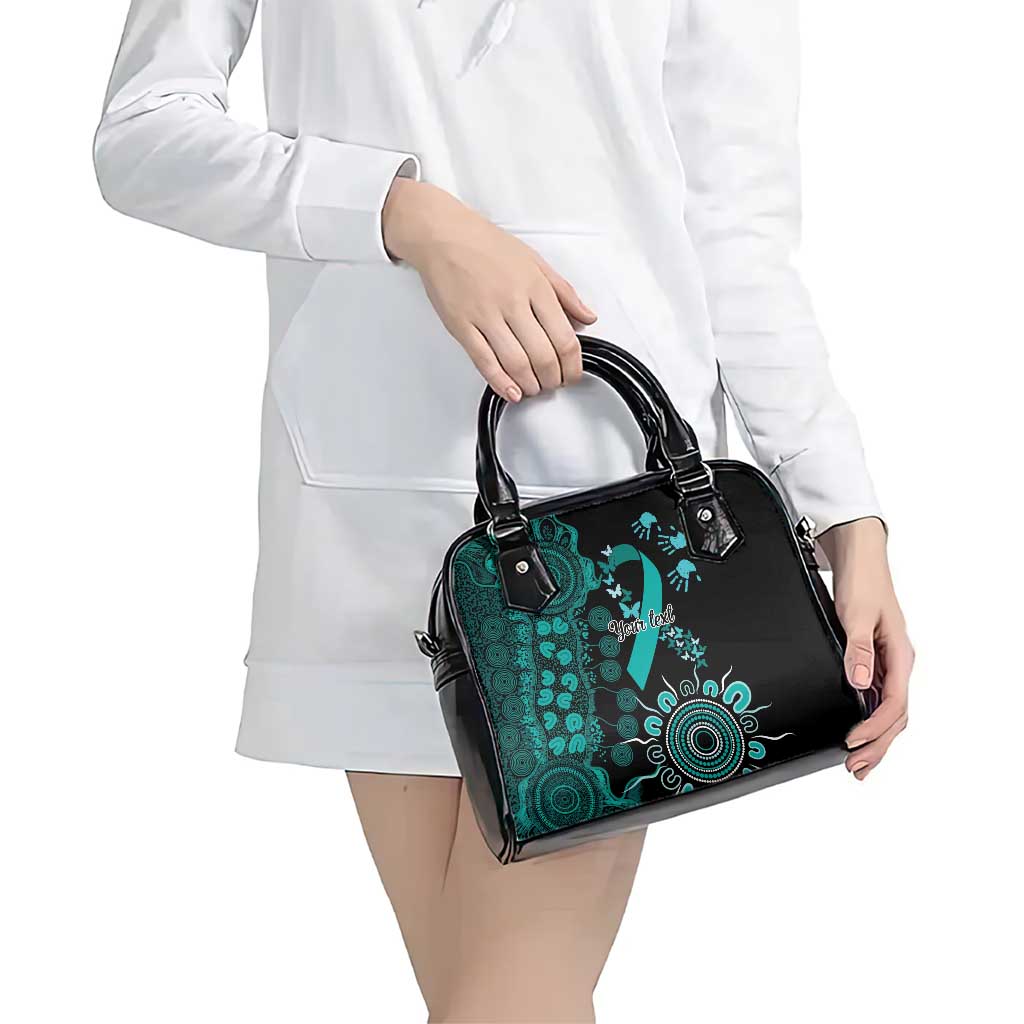 Ovarian Cancer Awareness Personalised Shoulder Handbag Aboriginal Ribbon Dot Painting