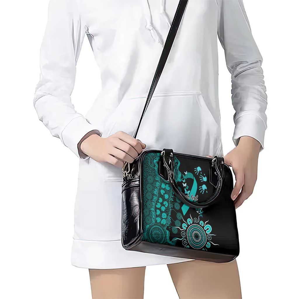 Ovarian Cancer Awareness Personalised Shoulder Handbag Aboriginal Ribbon Dot Painting