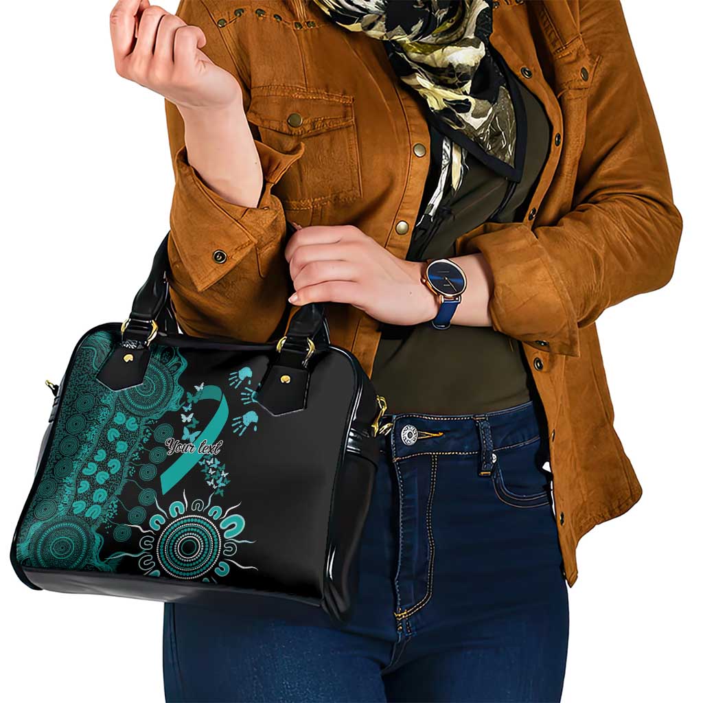 Ovarian Cancer Awareness Personalised Shoulder Handbag Aboriginal Ribbon Dot Painting