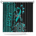 Ovarian Cancer Awareness Personalised Shower Curtain Aboriginal Ribbon Dot Painting