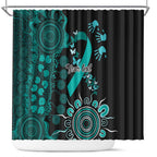 Ovarian Cancer Awareness Personalised Shower Curtain Aboriginal Ribbon Dot Painting