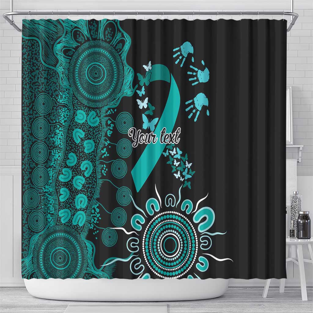 Ovarian Cancer Awareness Personalised Shower Curtain Aboriginal Ribbon Dot Painting