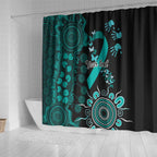 Ovarian Cancer Awareness Personalised Shower Curtain Aboriginal Ribbon Dot Painting