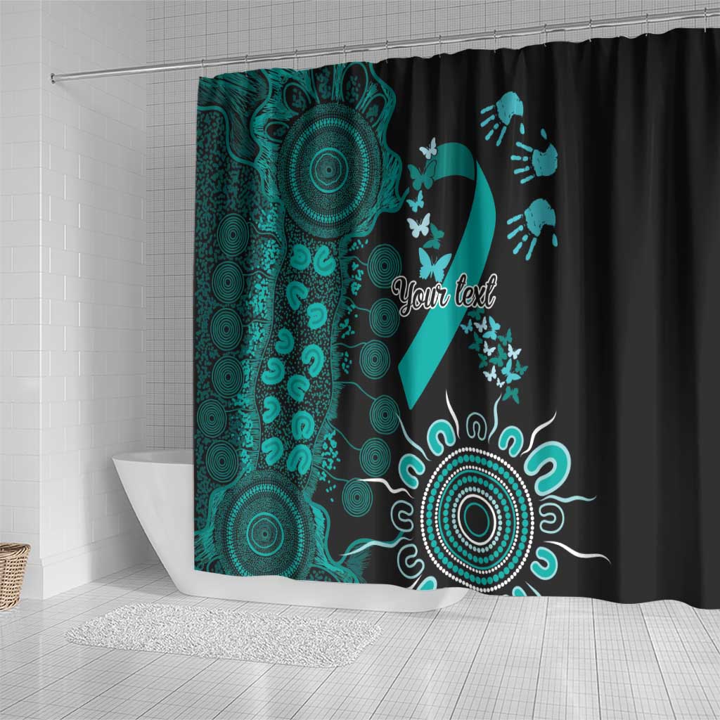 Ovarian Cancer Awareness Personalised Shower Curtain Aboriginal Ribbon Dot Painting