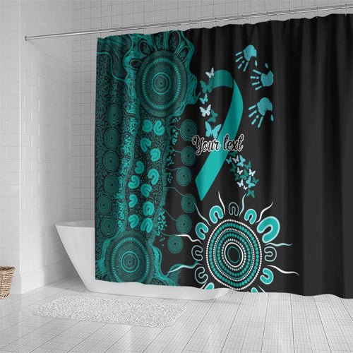 Ovarian Cancer Awareness Personalised Shower Curtain Aboriginal Ribbon Dot Painting