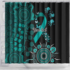 Ovarian Cancer Awareness Personalised Shower Curtain Aboriginal Ribbon Dot Painting