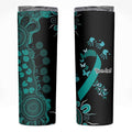 Ovarian Cancer Awareness Personalised Skinny Tumbler Aboriginal Ribbon Dot Painting
