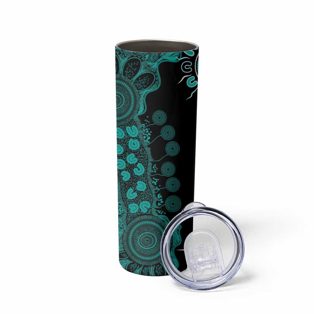 Ovarian Cancer Awareness Personalised Skinny Tumbler Aboriginal Ribbon Dot Painting