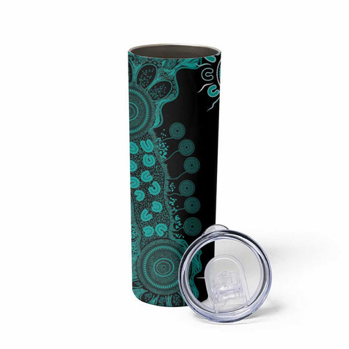 Ovarian Cancer Awareness Personalised Skinny Tumbler Aboriginal Ribbon Dot Painting